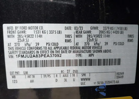 2023 Ford Expedition Limited from USA, damaged, VIN 1FMJU2A83PEA37092